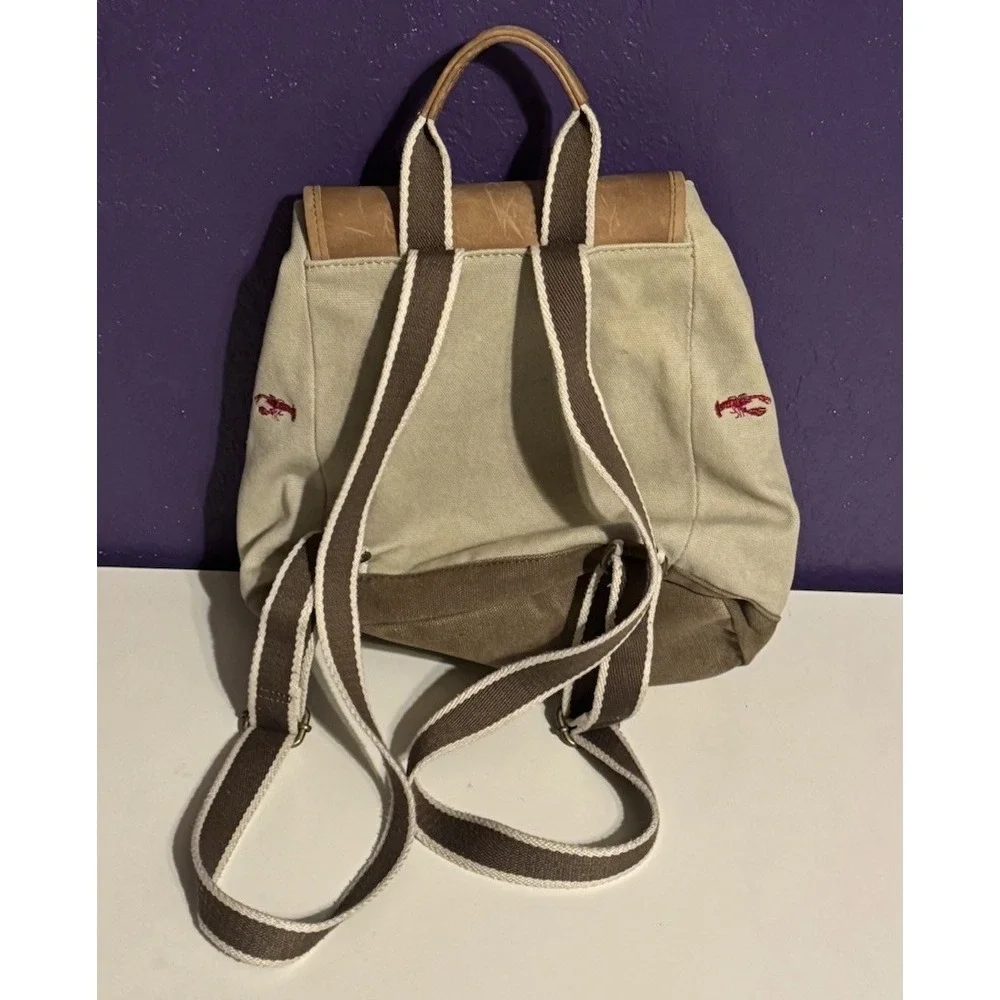 Vintage LL Bean Boat & Tote Backpack Bag Lobster Leather Canvas Hunt Fish Rare